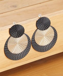 Boucles d'oreilles forme ronde - Noir/doré