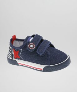 Baskets à scratchs denim - Bleu