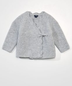 Gilet cache-coeur en point mousse - Gris