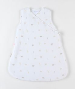 Gigoteuse 50 cm imprimé animalier en mousseline ouatinée, - Beige