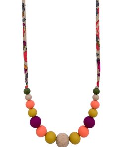 Collier d'allaitement ou de portage silicone 'Fluo thé' - Magenta