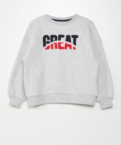 Sweat en molleton avec maille bouclette - Gris