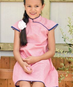 Robe Chinoise Rose Fille Col Mao ANNAM - 'LA FAUTE A VOLTAIRE' - Rose fushia