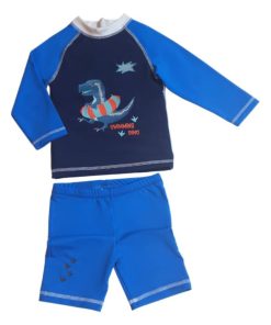 Ensemble Anti-UV garçon : Dino Bleu - Bleu