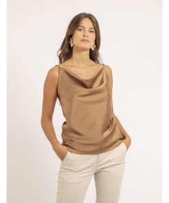Caraco satin col bénitier FLAMELL - Beige foncé
