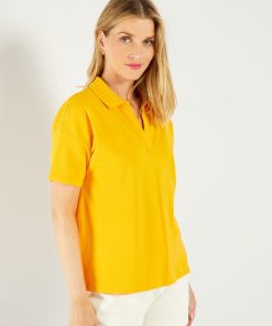 T-shirt polo en piqué de coton - Jaune
