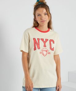 Tee-shirt imprimé USA - Ecru