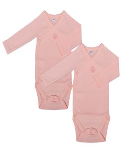 Eveil Et Nature Lot De 2 Bodys Manches Longues Coton Bio - Saumon