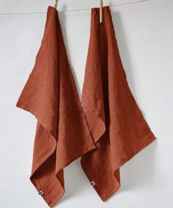 Lot de 2 torchon essuie-vaisselle lin Collection Soline - Orange