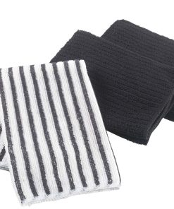 3 Torchons microfibre Collection Cuistot - Noir