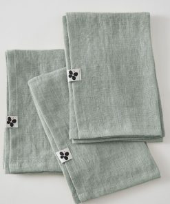 3 Serviettes de table en lin Soline - Vert clair