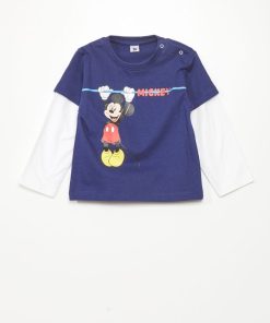 Tee-shirt effet 2 en 1 'Mickey Mouse' - Bleu marine