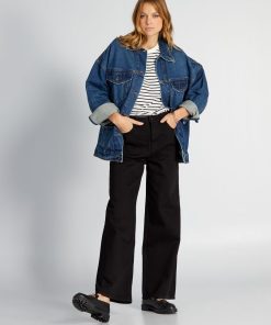 Pantalon denim wide leg - L28 - Noir
