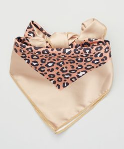 Foulard en satin avec imprimé - Marron