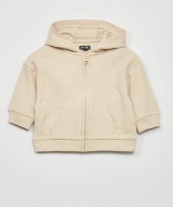 Sweat à capuche en maille gaufrée - Beige