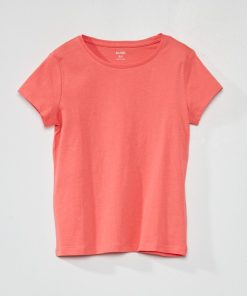 T-shirt en jersey uni - rose