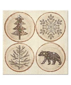 Lot de 20 serviettes en papier Rondelles de bois - Beige