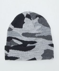 Bonnet imprimé camouflage - Noir/gris