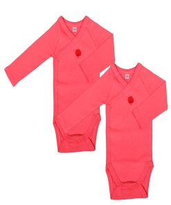 Eveil Et Nature Lot De 2 Bodys Manches Longues Coton Bio - Rouge