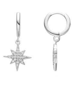 Boucles d'oreilles Etoile,en zircone rhodiée,en zircone rhodiée - Multicolore