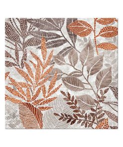 Lot de 20 serviettes en papier 33 x 33 cm Feuilles d automne - Marron