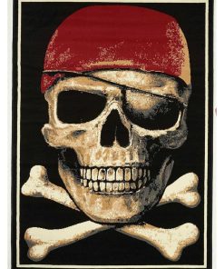 Tapis salon 80x150 BC SKULLYPIRAT Noir fabriqué en Europe Exclusivité idéal pour la chambre - Noir