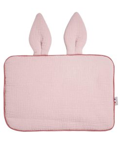Oreiller plat lapin en gaze de coton, Jeanne - Vieux rose