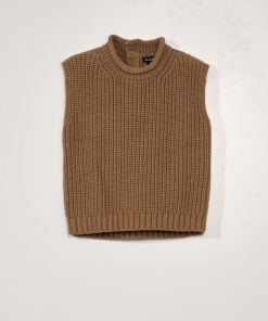 Pull en maille sans manches - Marron
