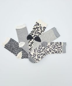 Lot de 5 paires de chaussettes imprimé léopard - Gris