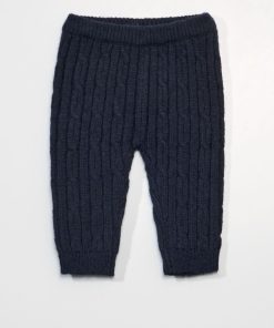 Pantalon en maille tricot épaisse - bleu marine