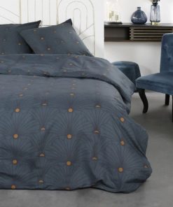 Housse de couette Sunshine Melo + 2 taies 100% coton 57 fils - Bleu