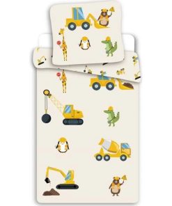Parure de Lit Bébé Coton Réversible Tracteur - Jaune