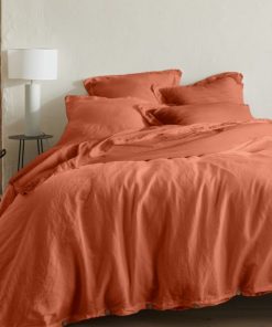 ORGANIC HOUSSE DE COUETTE 260X240CM 50% CHANVRE 50% COTON - Rouge carmin