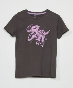 T-shirt en jersey avec imprimé - Gris