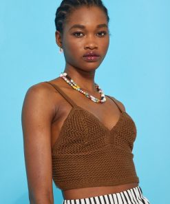 Top en crochet - Marron