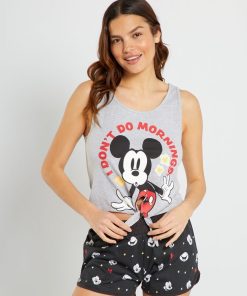 Ensemble pyjama short 'Mickey' - 2 pièces - gris/noir