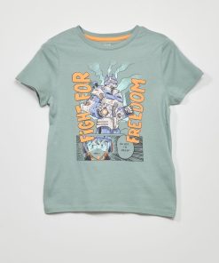 T-shirt en jersey à manches courtes - BLEU