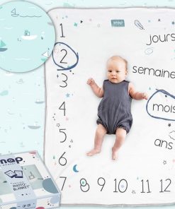 Couverture étape réversible 2 en 1 en coton - Aqua marine - Bleu