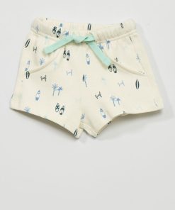 Short en molleton avec imprimé - Blanc
