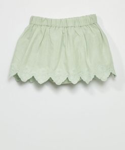 Jupe avec broderie anglaise - Vert