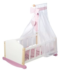 ROBA Berceau de Poupée Complet "Scarlett" - Inclus Textile - Rose/Blanc - N/A