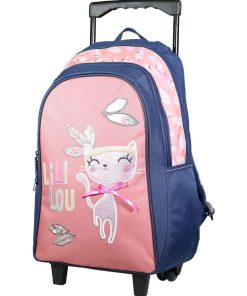 BAGTROTTER Sac à dos à roulettes Lili Lou Chat Rose - Rose