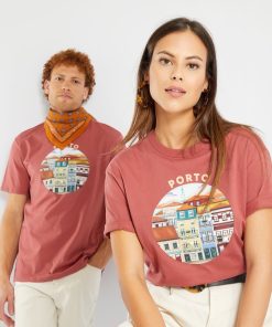 T-shirt en jersey avec imprimé - Unisex - Rouge