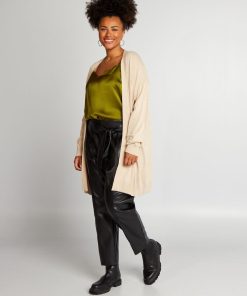 Gilet ouvert mi-cuisses - Beige