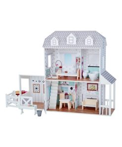 Grande maison de poupée ferme 14 accessoires meubles de poupée gris blanc enfant - N/A