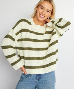 Pull en maille à rayures 'JDY' - Beige