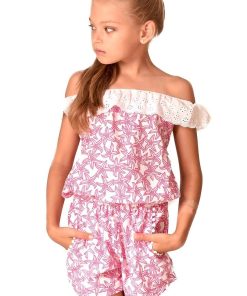 Combi-short  col élastique LOLITA - 'LA FAUTE A VOLTAIRE' - Rose fushia
