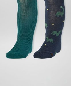 Lot de 2 collants chauds - Bleu/vert