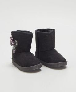 Boots fourrées en suedine 'Minnie' - Noir