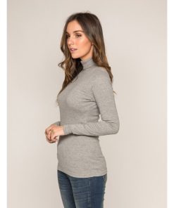 Sous pull col roulé pur coton organique FUSEE - Gris chiné